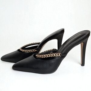 BCBGeneration Havinda Chain Mules Mismatched L 6.5 R 6 Black Heels